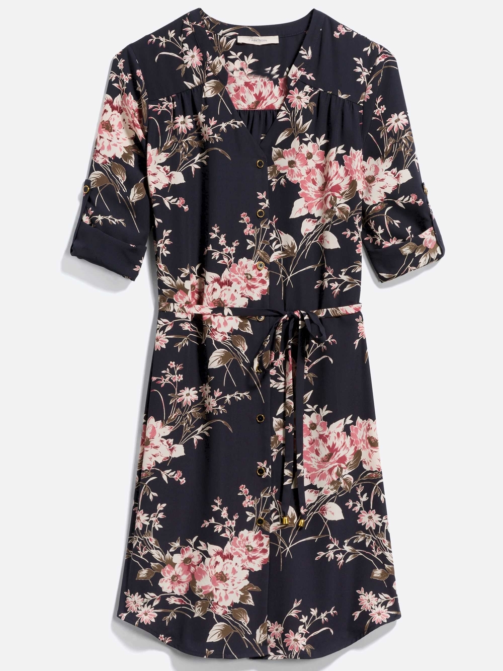 41 Hawthorn Navy Floral Button-Front Dress Medium